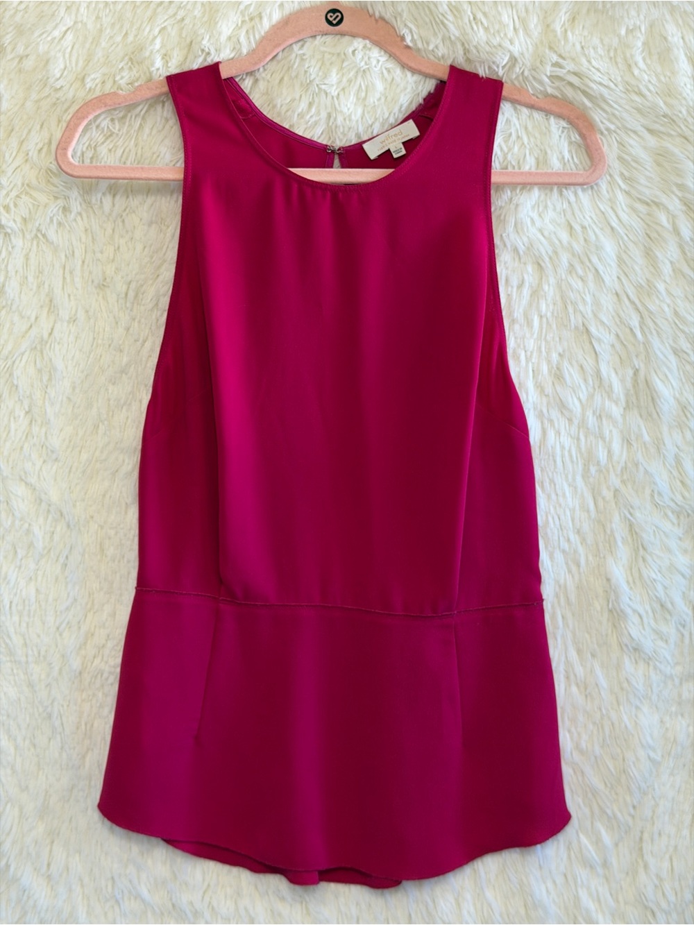 Wilfred Aritzia Womens Sleeveless Peplum Open Back Tank Top Size S Pink Parisian